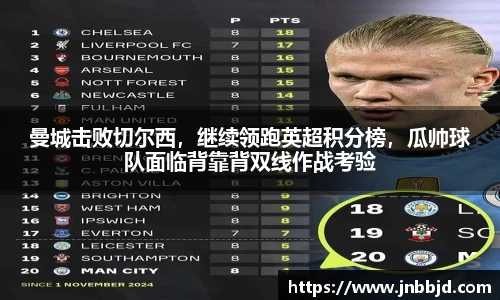 曼城击败切尔西，继续领跑英超积分榜，瓜帅球队面临背靠背双线作战考验